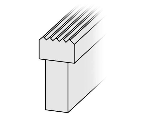 Longitudinally grooved sealing bars